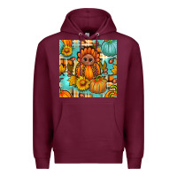 Burgundy thanksgiving turkey with tartan seamless pattern bbs Premium Hoodie - BundleAndBundleShop