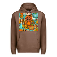 Chestnut thanksgiving turkey with tartan seamless pattern bbs Premium Hoodie - BundleAndBundleShop