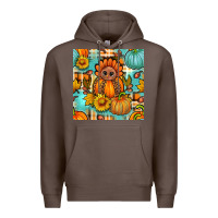 Coffee thanksgiving turkey with tartan seamless pattern bbs Premium Hoodie - BundleAndBundleShop