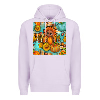 Lilac thanksgiving turkey with tartan seamless pattern bbs Premium Hoodie - BundleAndBundleShop