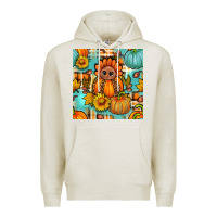 Oatmeal Heather thanksgiving turkey with tartan seamless pattern bbs Premium Hoodie - BundleAndBundleShop