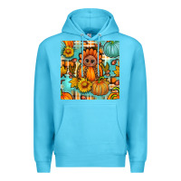 Ocean Blue thanksgiving turkey with tartan seamless pattern bbs Premium Hoodie - BundleAndBundleShop
