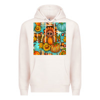 Pale Pink thanksgiving turkey with tartan seamless pattern bbs Premium Hoodie - BundleAndBundleShop