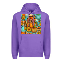 Purple thanksgiving turkey with tartan seamless pattern bbs Premium Hoodie - BundleAndBundleShop
