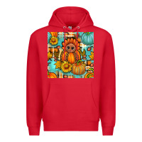 Red thanksgiving turkey with tartan seamless pattern bbs Premium Hoodie - BundleAndBundleShop