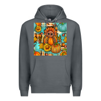 Rock thanksgiving turkey with tartan seamless pattern bbs Premium Hoodie - BundleAndBundleShop
