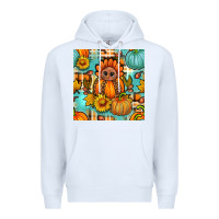 White thanksgiving turkey with tartan seamless pattern bbs Premium Hoodie - BundleAndBundleShop