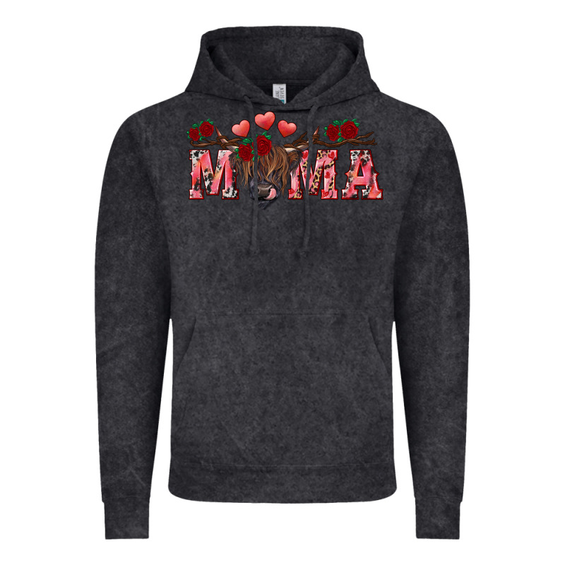 Valentine's Day Mama Black Highland Cow Vintage Hoodie by RanaPortraitStore | Teevron
