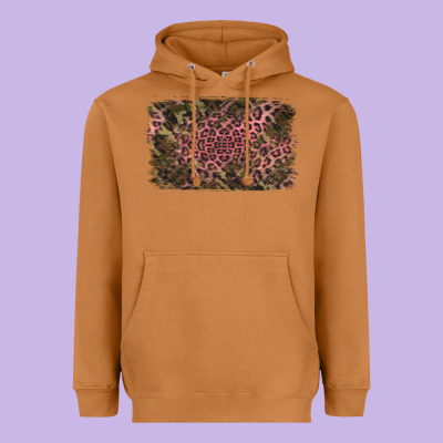 Camouflage Pink Leopard Background Heavyweight Hoodie Designed By Jasminsmagicworld