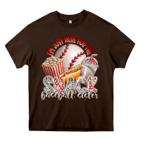 Chocolate Brown i am just here for the snack baseball sister Heavy Core Tee - RacoonDesign