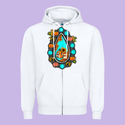 Gemstone Pumpkin Fall Zipper Hoodie Designed By Jahusdesignshop