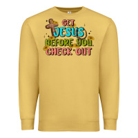 Antique Gold get jesus before you check out Premium Sweatshirt - MaliasSmallBusiness