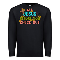 Black get jesus before you check out Premium Sweatshirt - MaliasSmallBusiness
