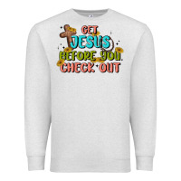 Oatmeal Heather get jesus before you check out Premium Sweatshirt - MaliasSmallBusiness