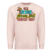 Pale Pink get jesus before you check out Premium Sweatshirt - MaliasSmallBusiness