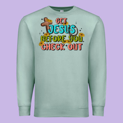Get Jesus Before You Check Out Premium Sweatshirt Designed By Maliassmallbusiness