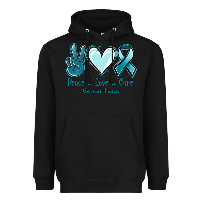 Peace Love Cure Ovarian Cancer Heavyweight Hoodie by Jasminsmagicworld | Teevron