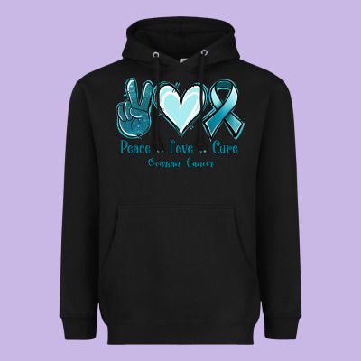 Peace Love Cure Ovarian Cancer Heavyweight Hoodie Designed By Jasminsmagicworld