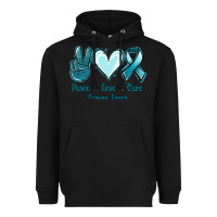 Black Peace Love Cure Ovarian Cancer Heavyweight Hoodie - Jasminsmagicworld