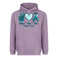 Lavender Peace Love Cure Ovarian Cancer Heavyweight Hoodie - Jasminsmagicworld