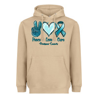 Mushroom Peace Love Cure Ovarian Cancer Heavyweight Hoodie - Jasminsmagicworld