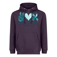 Plum Peace Love Cure Ovarian Cancer Heavyweight Hoodie - Jasminsmagicworld