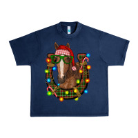 Navy christmas horseshoe with horse Urban Heavy Tee - RanaPortraitStore
