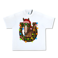 White christmas horseshoe with horse Urban Heavy Tee - RanaPortraitStore