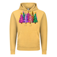 Vintage Mustard christmas trees and lights Vintage Hoodie - Zillion Design Studio