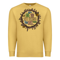Antique Gold when he was one the cross i was one his mind Premium Sweatshirt - MaliasSmallBusiness