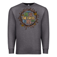 Charcoal Heather when he was one the cross i was one his mind Premium Sweatshirt - MaliasSmallBusiness
