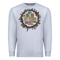 Heather Grey when he was one the cross i was one his mind Premium Sweatshirt - MaliasSmallBusiness