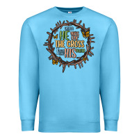Ocean Blue when he was one the cross i was one his mind Premium Sweatshirt - MaliasSmallBusiness