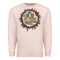 Pale Pink when he was one the cross i was one his mind Premium Sweatshirt - MaliasSmallBusiness