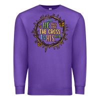 Purple when he was one the cross i was one his mind Premium Sweatshirt - MaliasSmallBusiness