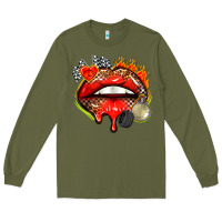 Army Green race lips Long Sleeve Tee - AdoDesignShop