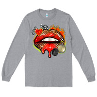 Heather Grey race lips Long Sleeve Tee - AdoDesignShop