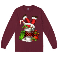 Burgundy Santa claus in a coffee cup Long Sleeve Tee - FaDigitalArtStudio