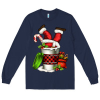 Navy Santa claus in a coffee cup Long Sleeve Tee - FaDigitalArtStudio