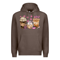 Coffee cat coffee cups with paw bbs Premium Hoodie - BundleAndBundleShop