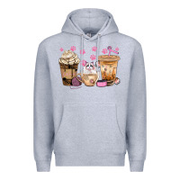 Heather Grey cat coffee cups with paw bbs Premium Hoodie - BundleAndBundleShop