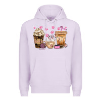 Lilac cat coffee cups with paw bbs Premium Hoodie - BundleAndBundleShop