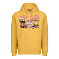 Mustard cat coffee cups with paw bbs Premium Hoodie - BundleAndBundleShop
