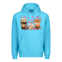 Ocean Blue cat coffee cups with paw bbs Premium Hoodie - BundleAndBundleShop