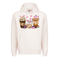 Pale Pink cat coffee cups with paw bbs Premium Hoodie - BundleAndBundleShop