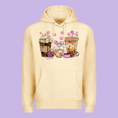 Cat Coffee Cups With Paw Bbs Premium Hoodie Designed By Bundleandbundleshop