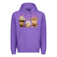 Purple cat coffee cups with paw bbs Premium Hoodie - BundleAndBundleShop