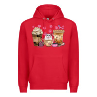 Red cat coffee cups with paw bbs Premium Hoodie - BundleAndBundleShop