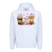 White cat coffee cups with paw bbs Premium Hoodie - BundleAndBundleShop