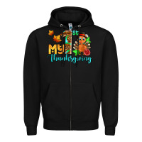 Black my first thanksgiving with turkey Zipper Hoodie - AdoDesignShop